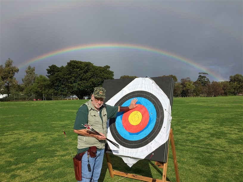 Rainbow over archery field